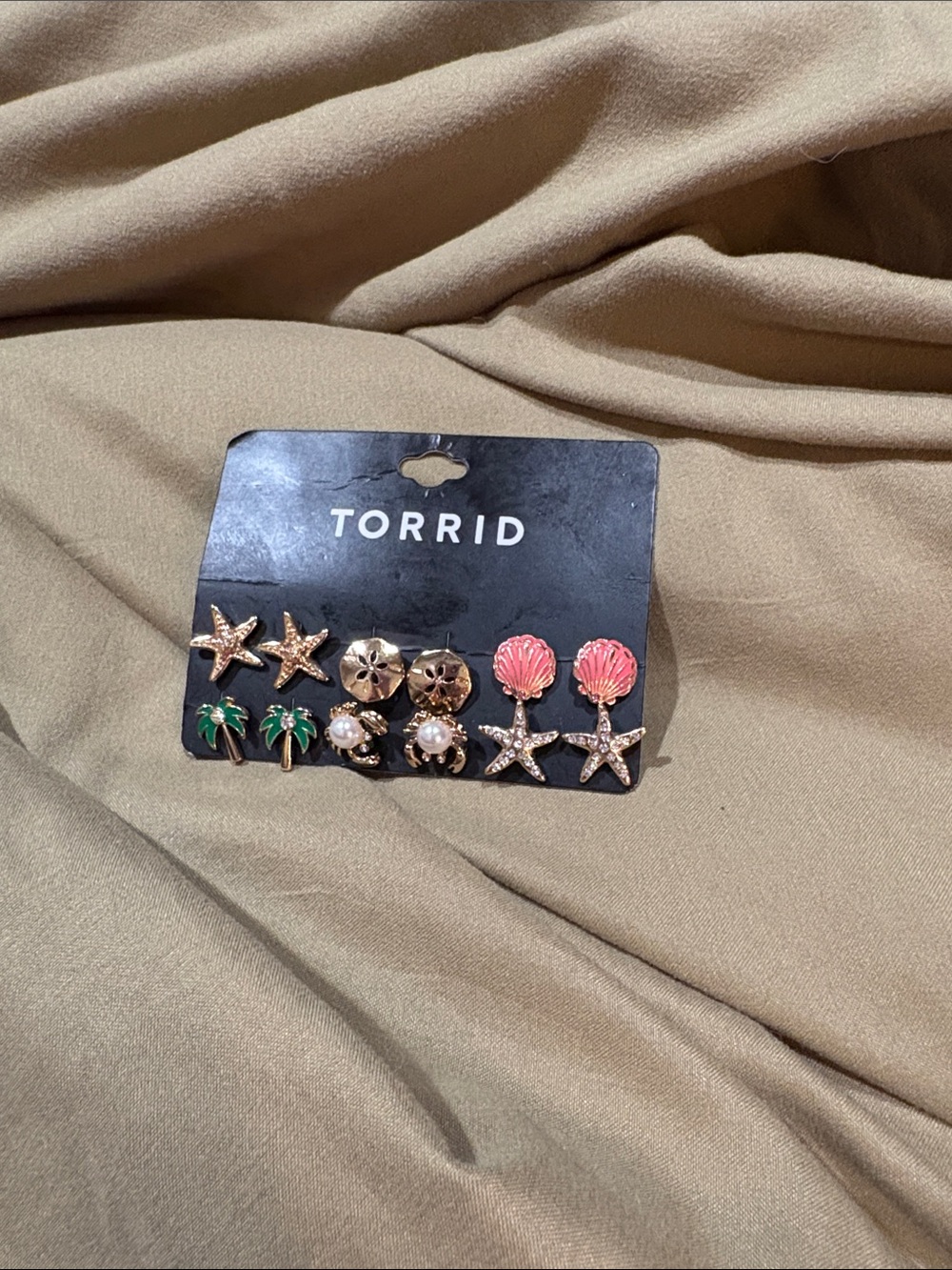 torrid Gold, Pink & Green Beach-Theme Stud Earring Set